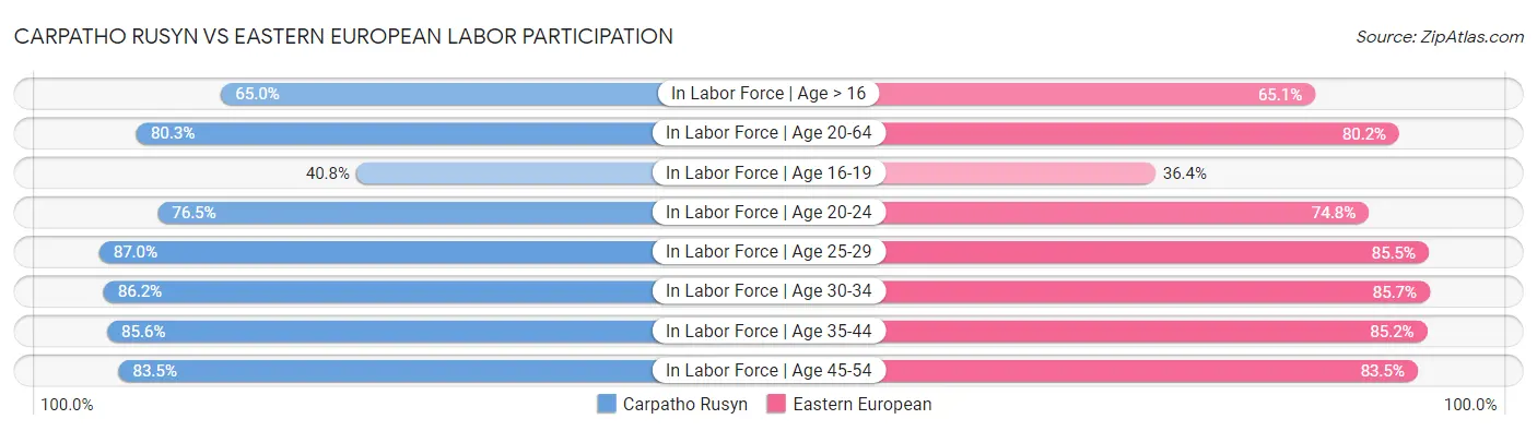 Carpatho Rusyn vs Eastern European Labor Participation