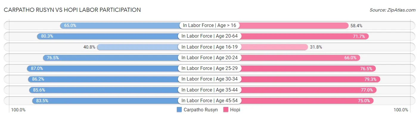 Carpatho Rusyn vs Hopi Labor Participation
