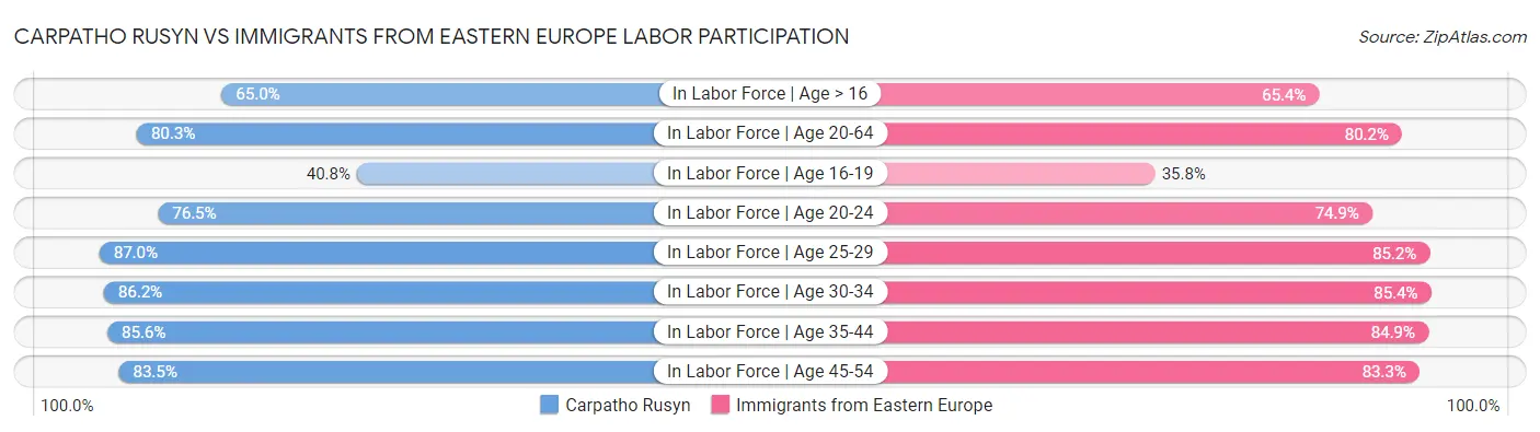 Carpatho Rusyn vs Immigrants from Eastern Europe Labor Participation