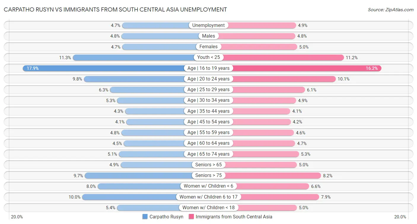 Carpatho Rusyn vs Immigrants from South Central Asia Unemployment
