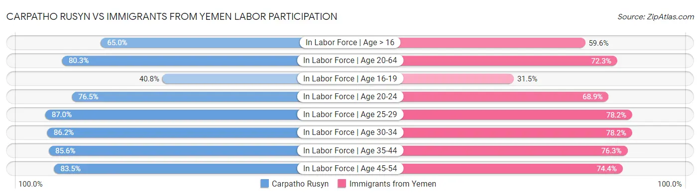 Carpatho Rusyn vs Immigrants from Yemen Labor Participation