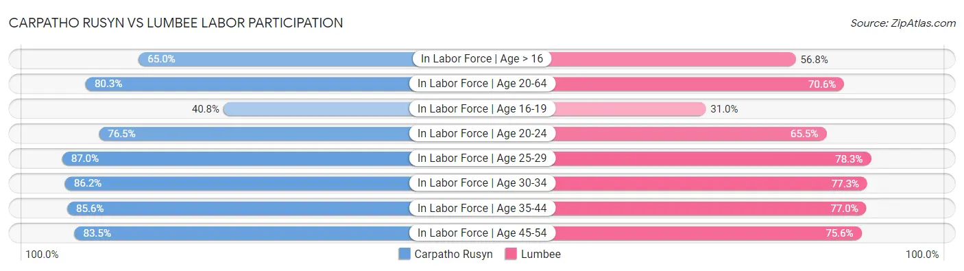 Carpatho Rusyn vs Lumbee Labor Participation