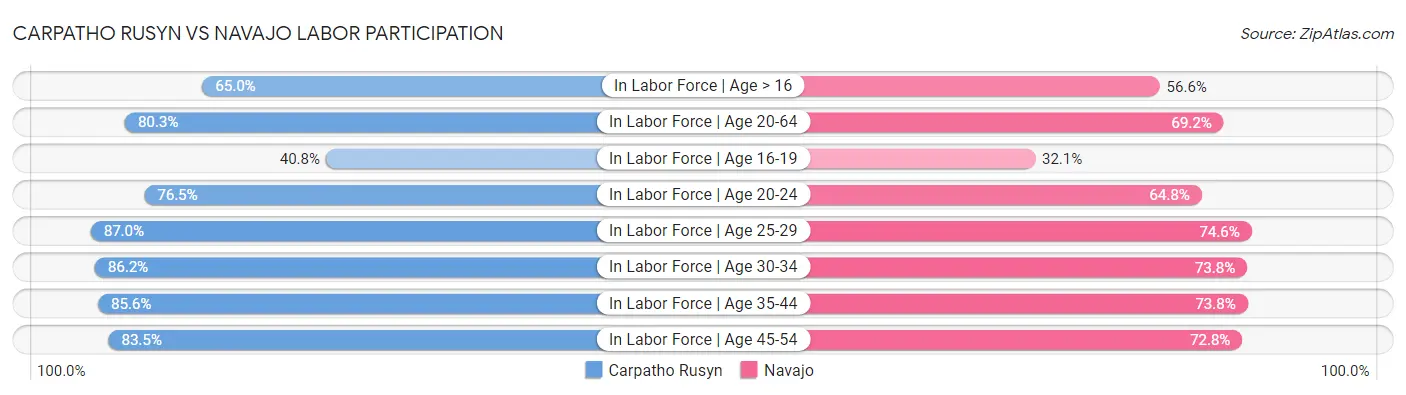 Carpatho Rusyn vs Navajo Labor Participation