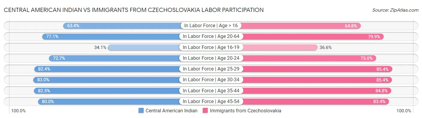 Central American Indian vs Immigrants from Czechoslovakia Labor Participation