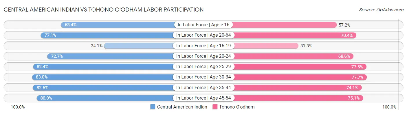 Central American Indian vs Tohono O'odham Labor Participation