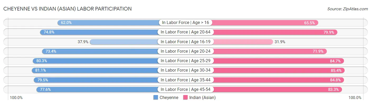 Cheyenne vs Indian (Asian) Labor Participation