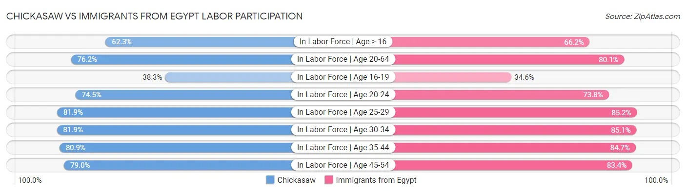 Chickasaw vs Immigrants from Egypt Labor Participation