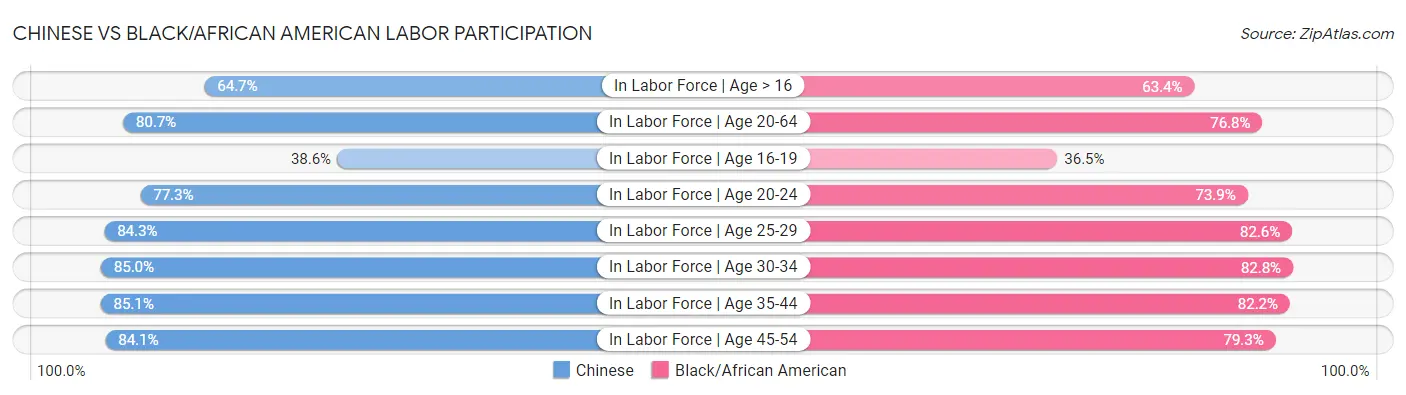 Chinese vs Black/African American Labor Participation