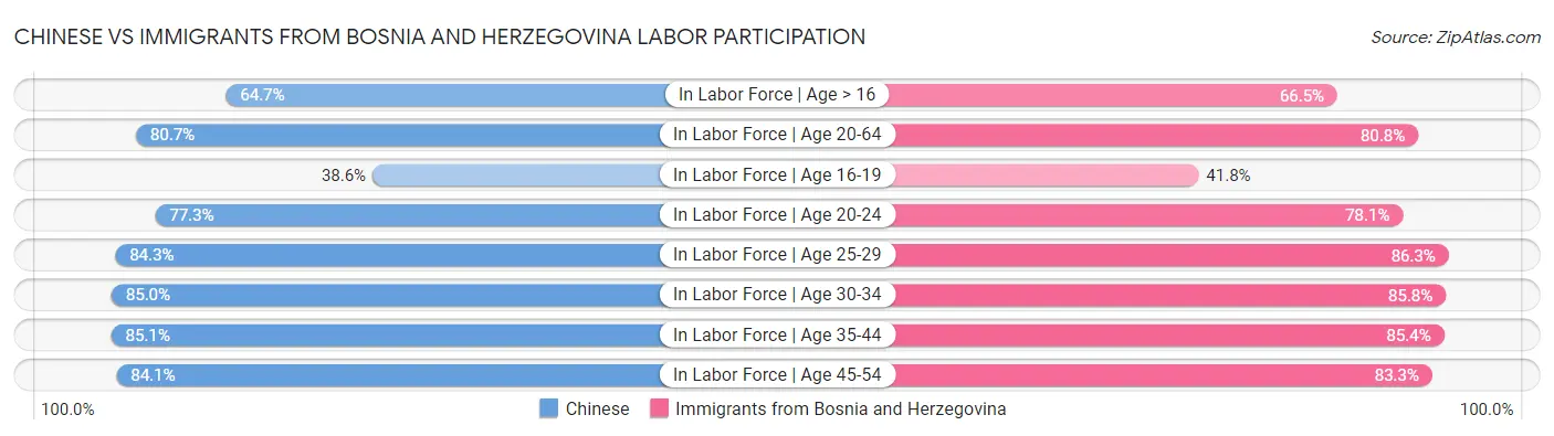Chinese vs Immigrants from Bosnia and Herzegovina Labor Participation