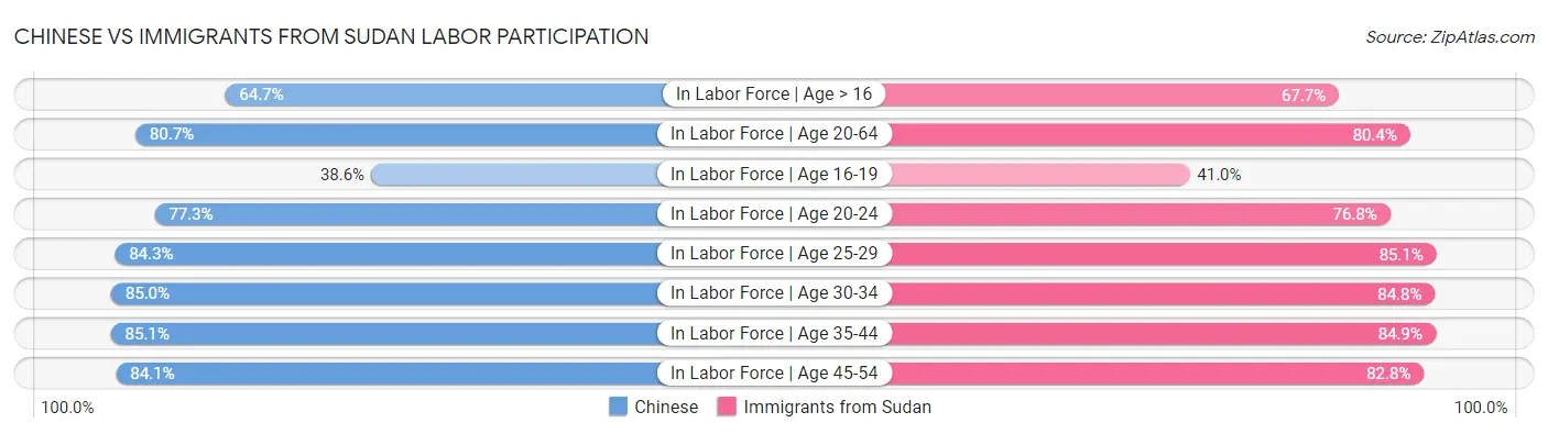 Chinese vs Immigrants from Sudan Labor Participation
