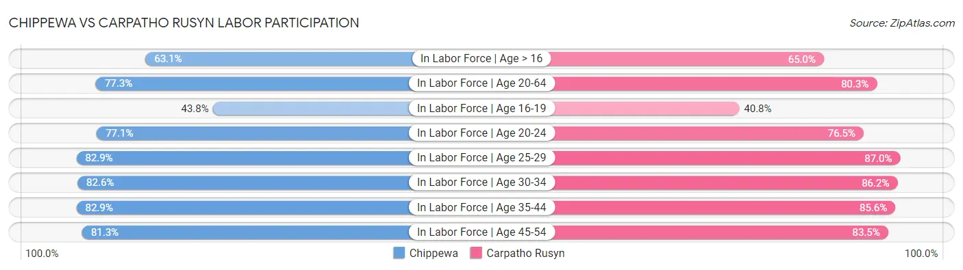 Chippewa vs Carpatho Rusyn Labor Participation