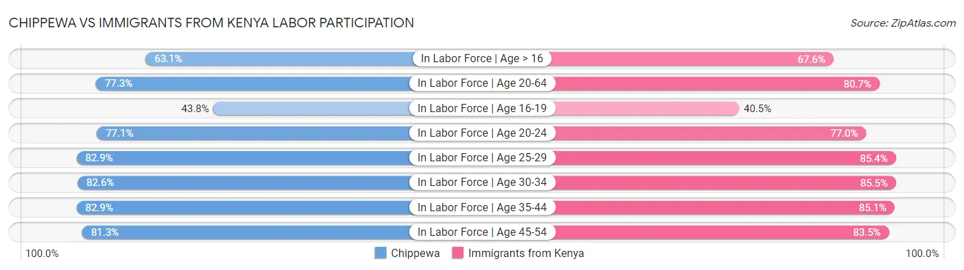 Chippewa vs Immigrants from Kenya Labor Participation