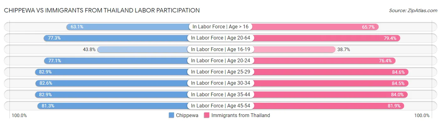 Chippewa vs Immigrants from Thailand Labor Participation
