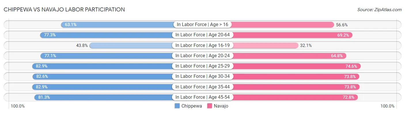 Chippewa vs Navajo Labor Participation
