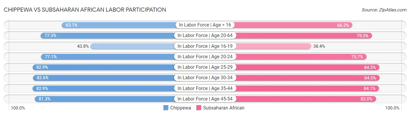 Chippewa vs Subsaharan African Labor Participation