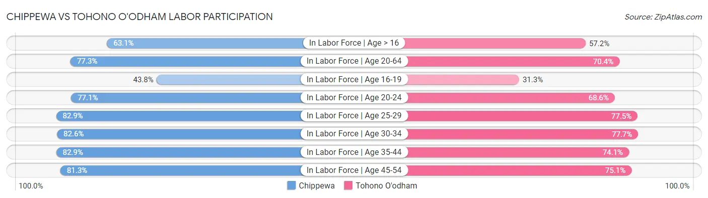 Chippewa vs Tohono O'odham Labor Participation