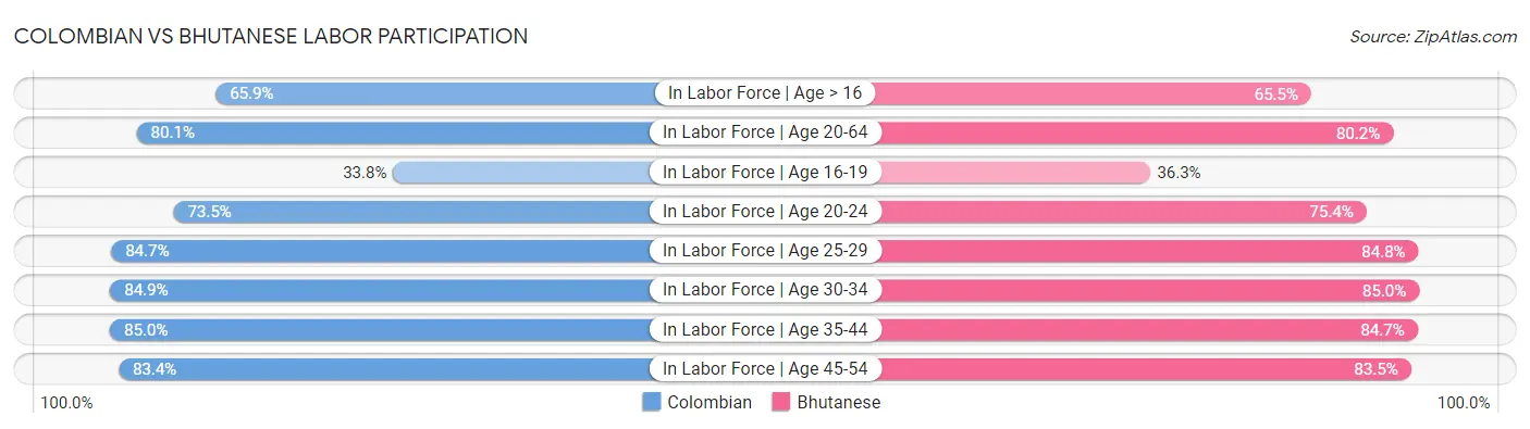 Colombian vs Bhutanese Labor Participation