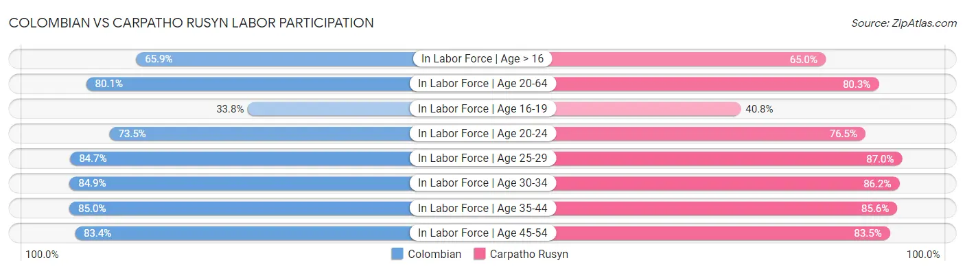 Colombian vs Carpatho Rusyn Labor Participation