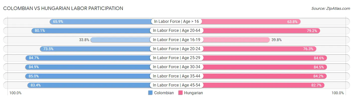 Colombian vs Hungarian Labor Participation