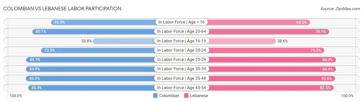 Colombian vs Lebanese Labor Participation