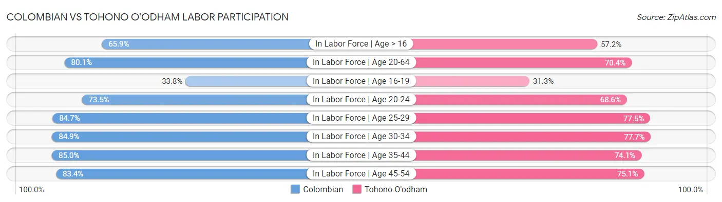 Colombian vs Tohono O'odham Labor Participation