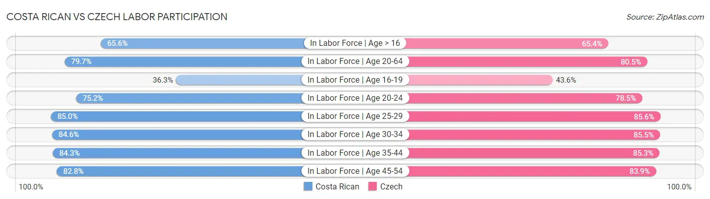 Costa Rican vs Czech Labor Participation
