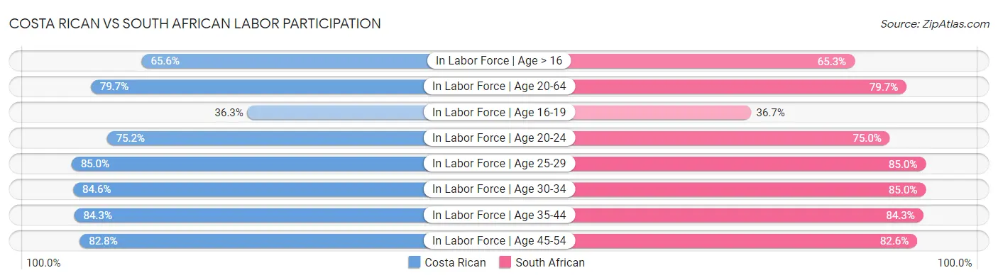 Costa Rican vs South African Labor Participation