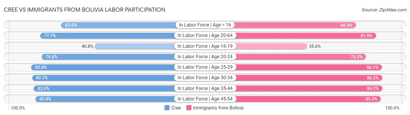 Cree vs Immigrants from Bolivia Labor Participation