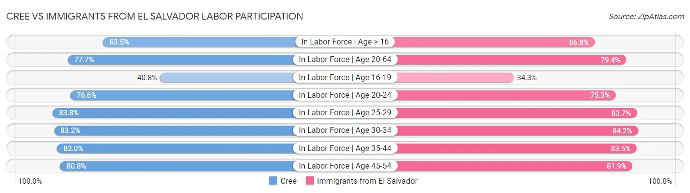 Cree vs Immigrants from El Salvador Labor Participation