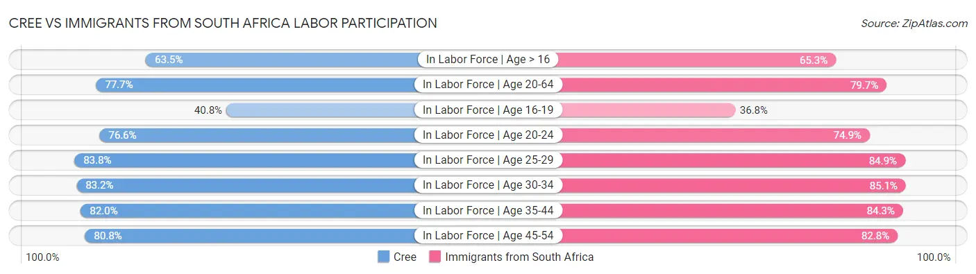 Cree vs Immigrants from South Africa Labor Participation