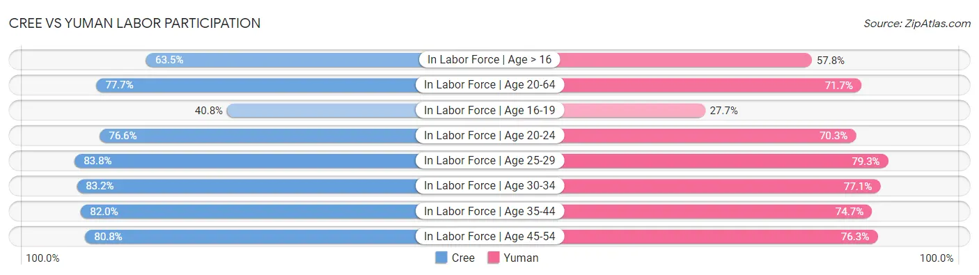 Cree vs Yuman Labor Participation