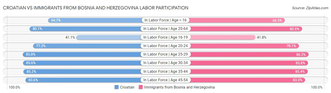 Croatian vs Immigrants from Bosnia and Herzegovina Labor Participation