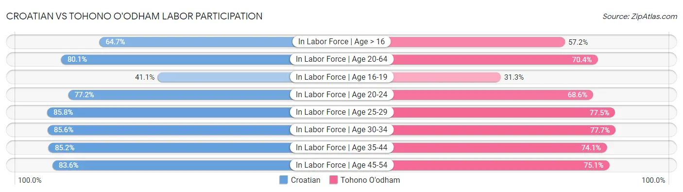 Croatian vs Tohono O'odham Labor Participation