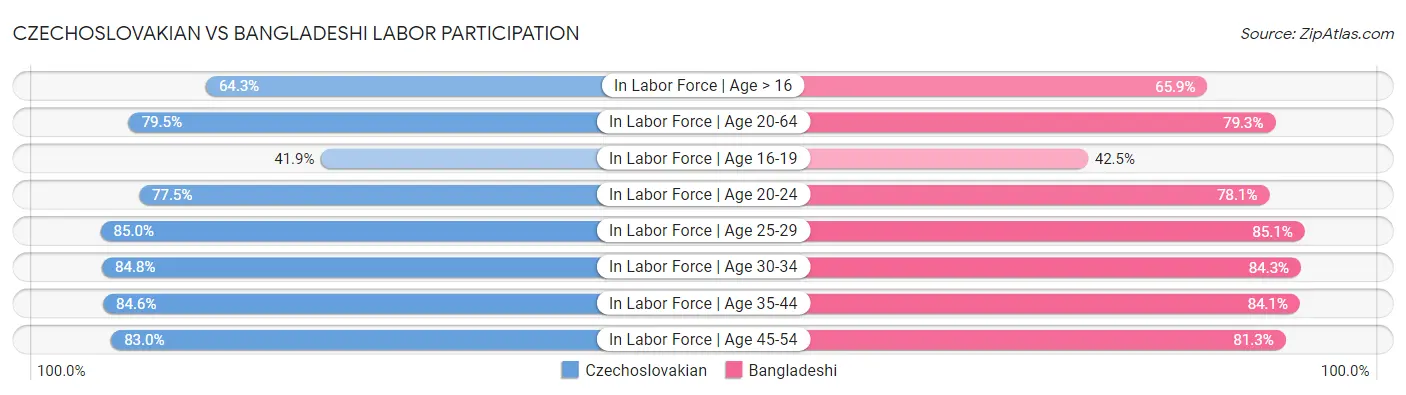 Czechoslovakian vs Bangladeshi Labor Participation