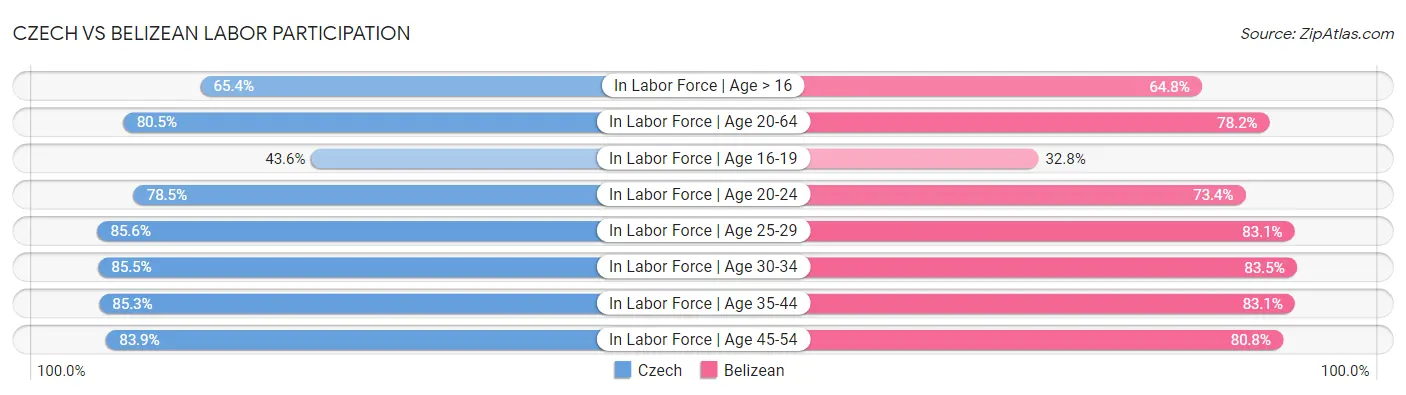 Czech vs Belizean Labor Participation