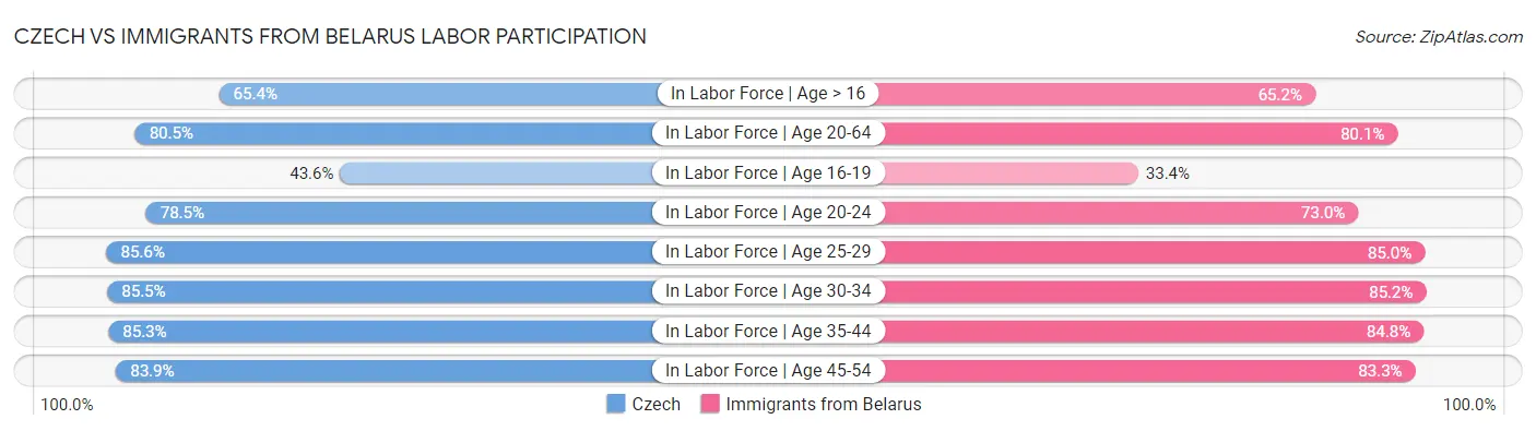 Czech vs Immigrants from Belarus Labor Participation