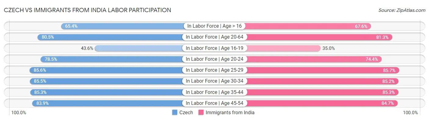 Czech vs Immigrants from India Labor Participation