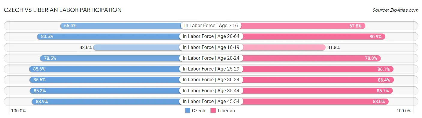 Czech vs Liberian Labor Participation