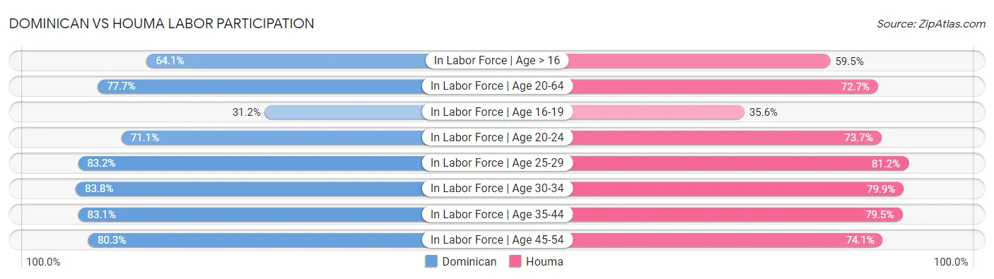 Dominican vs Houma Labor Participation