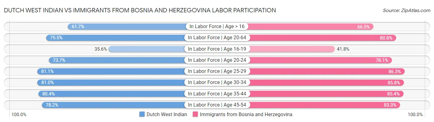 Dutch West Indian vs Immigrants from Bosnia and Herzegovina Labor Participation
