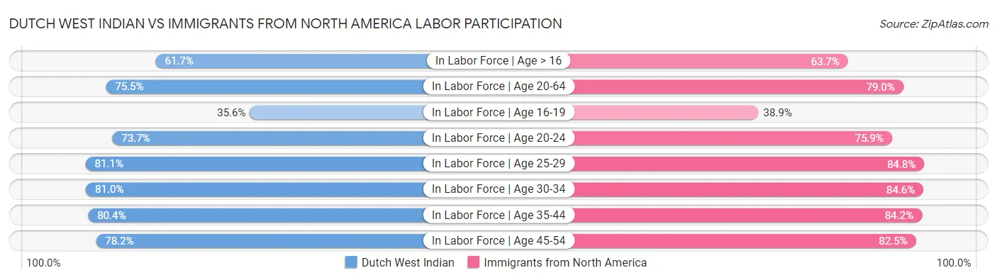 Dutch West Indian vs Immigrants from North America Labor Participation