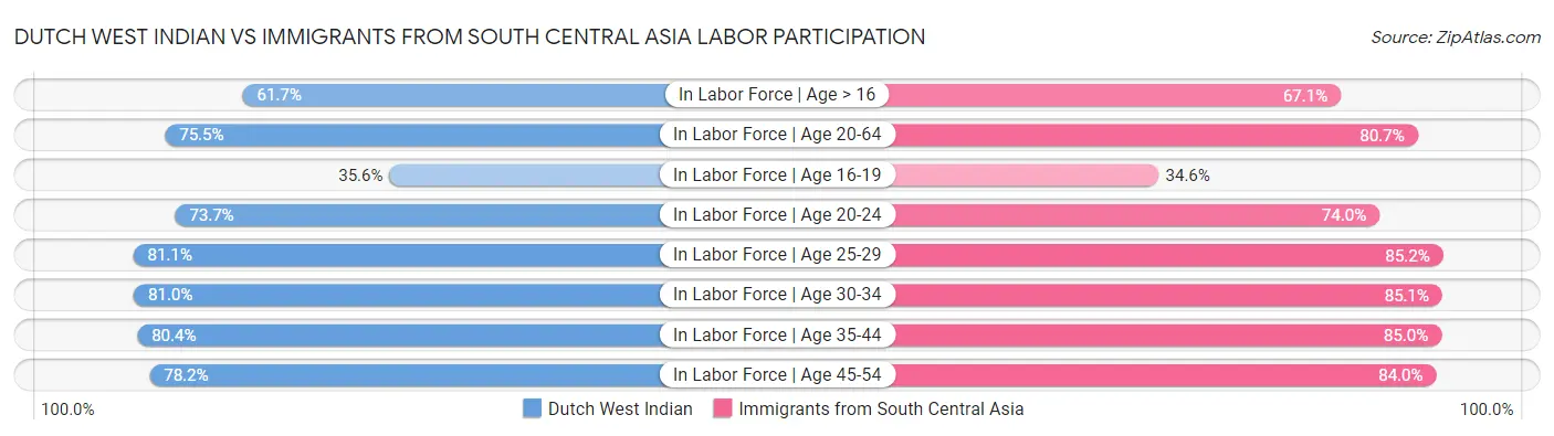 Dutch West Indian vs Immigrants from South Central Asia Labor Participation