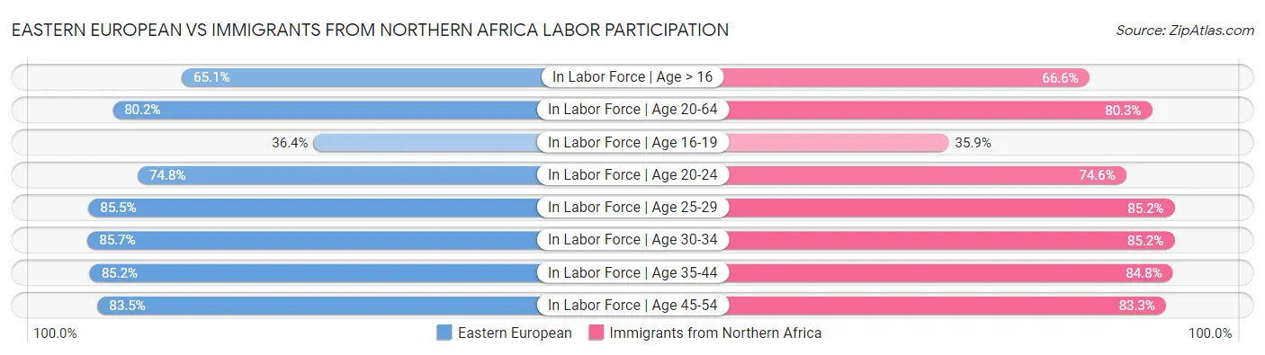 Eastern European vs Immigrants from Northern Africa Labor Participation