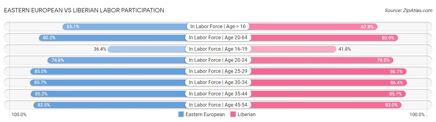 Eastern European vs Liberian Labor Participation
