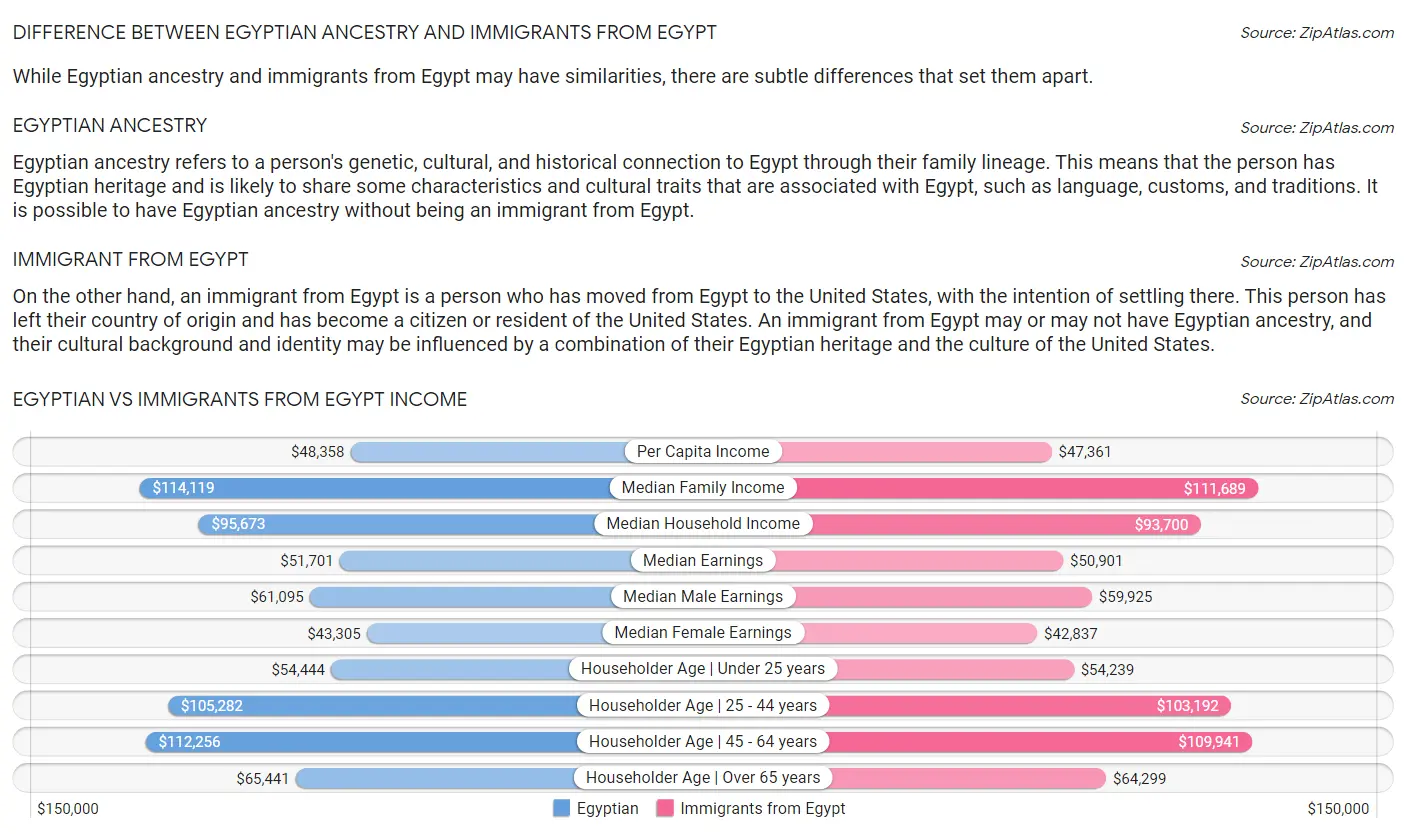 Egyptian vs Immigrants from Egypt Income