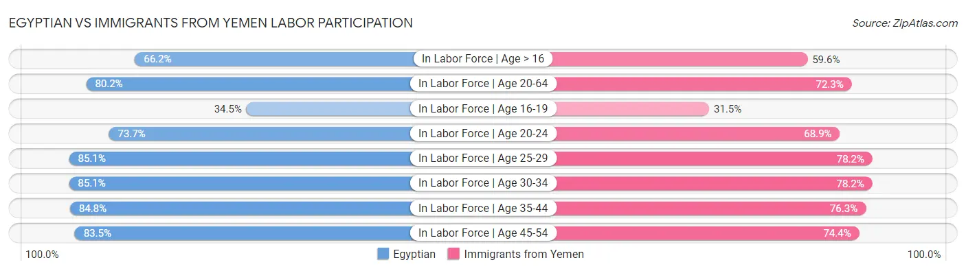 Egyptian vs Immigrants from Yemen Labor Participation