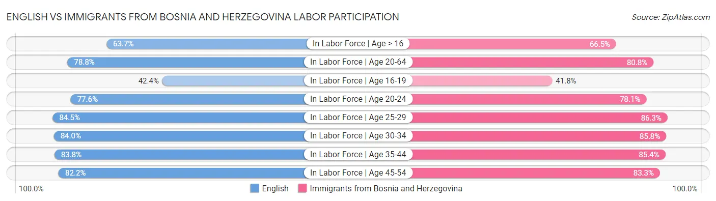 English vs Immigrants from Bosnia and Herzegovina Labor Participation