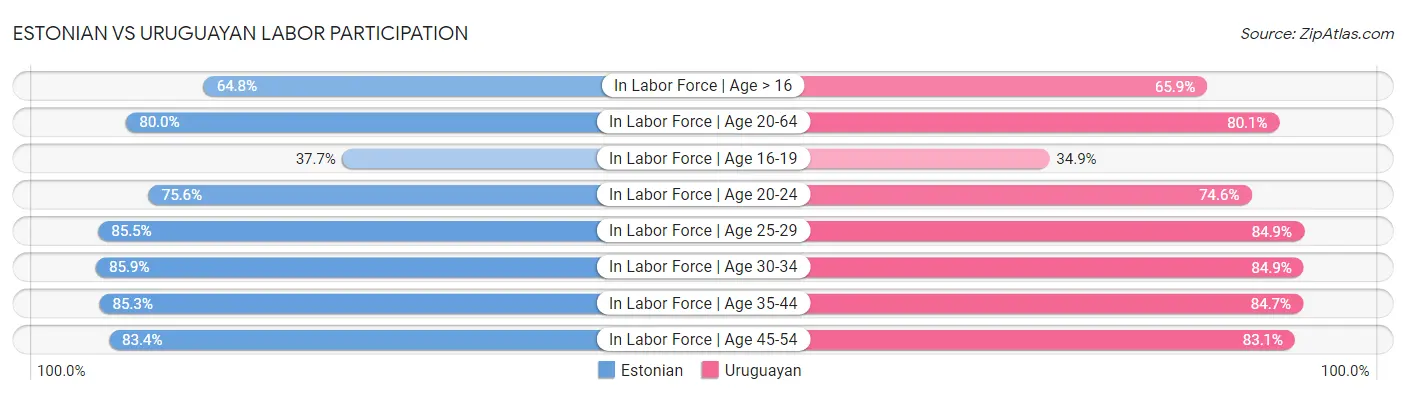 Estonian vs Uruguayan Labor Participation