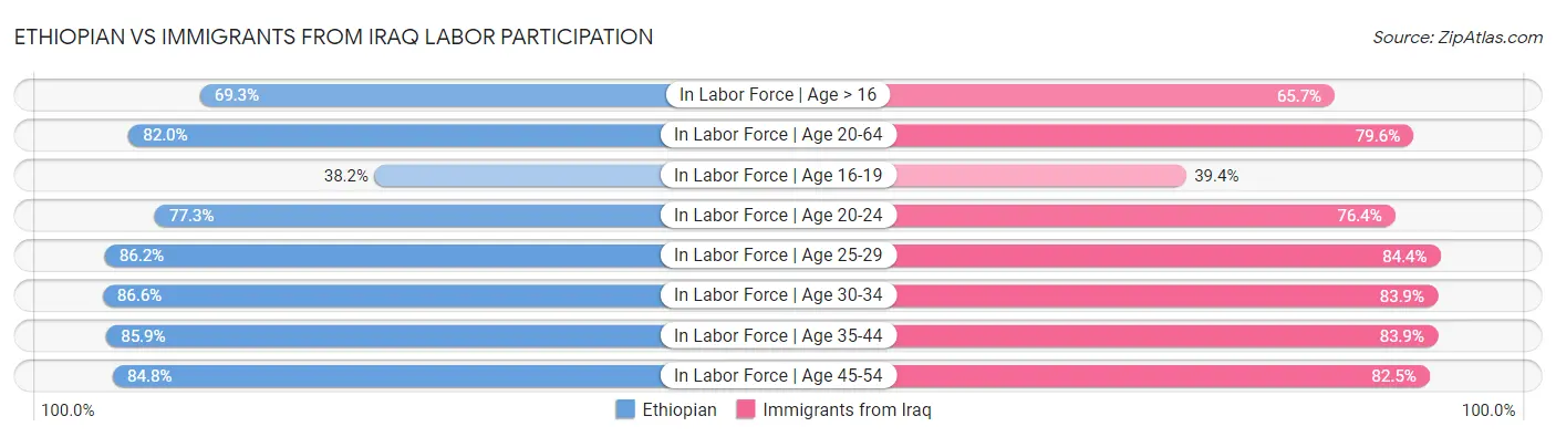 Ethiopian vs Immigrants from Iraq Labor Participation