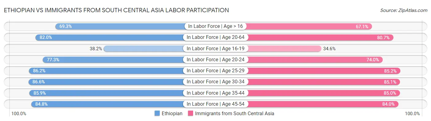 Ethiopian vs Immigrants from South Central Asia Labor Participation